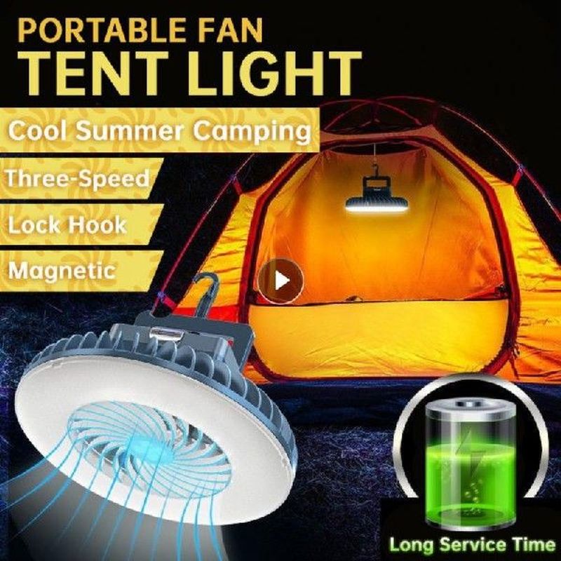 Tent Camping Fan LED Night Light USB Portable Emergency