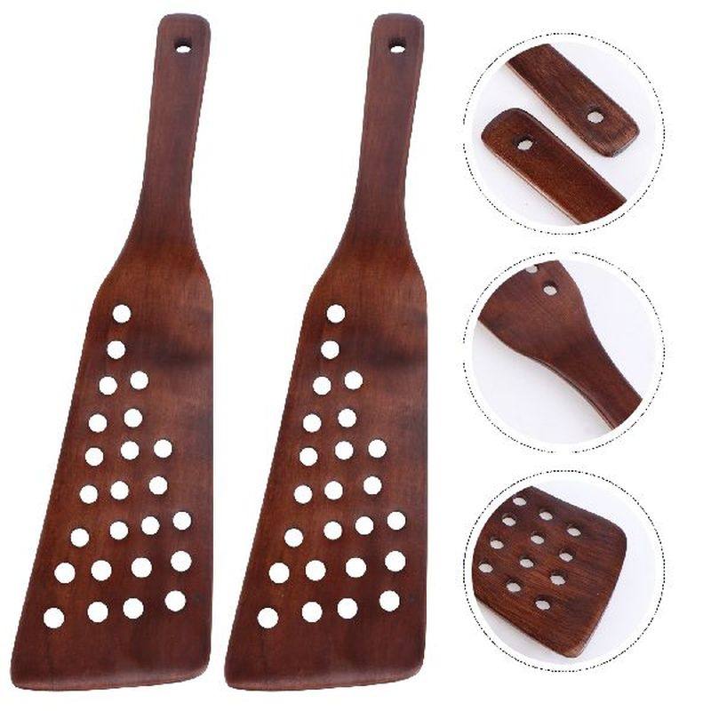 2 pcs wooden slotted spatula wooden spatula for cooking