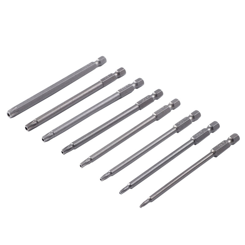 8Pcs T8-T40 100mm Torx Screwdriver Bits 1/4