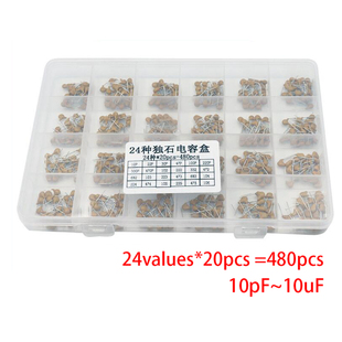 24values*20pcs =480pcs Monolithic Ceramic Capacitor 10pF~10u