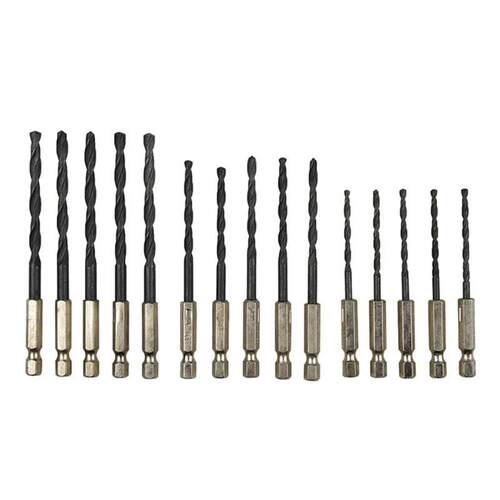 15pcs HSS Hex Shank Drill Bits Set Hexagonal Screw Drills Tw