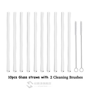10PCS Glass Straws Clear Straight - Perfect Reusable Straw