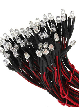 50 pcs 12V 20cm LED Pre wired 3mm white