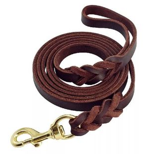 Dog Leather Leash Dogs Genuine Braided Leashes Long Pet