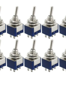 10 Pcs AC 125V 6A Amps ON/ON 2 Position DPDT Toggle Switch