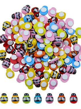 100pcs Wood Wooden Mini Bee Sticker DIY Crafts Bees Beads