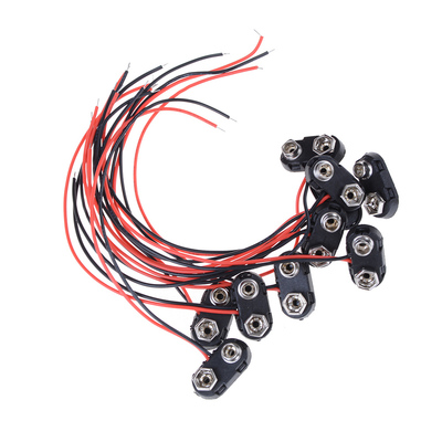 10pcs T Type 9V 15cm Snap Connector clip Lead Wires holder