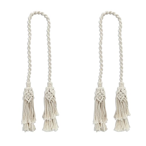 Hot 2Pcs Bohemian Curtain Tiebacks Cotton Macrame Tassel