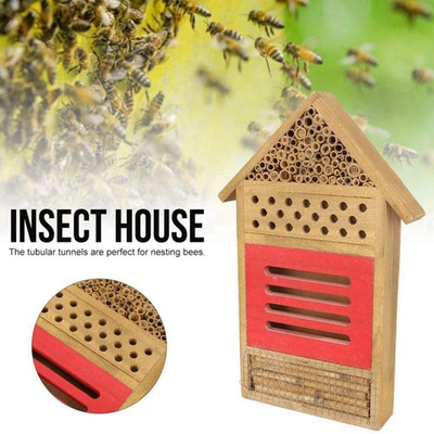 Hot Insect House Natural Wooden Bee Hotel Garden Decoration