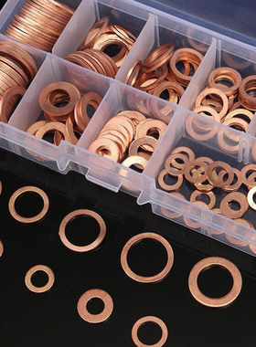 200 Pcs Copper Washer Flat O-Ring Sealing Washers Assortment