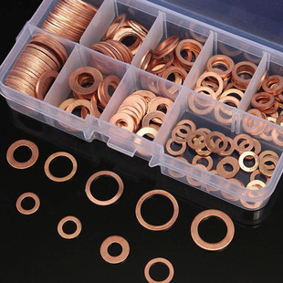 200 Pcs Copper Washer Flat O-Ring Sealing Washers Assortment
