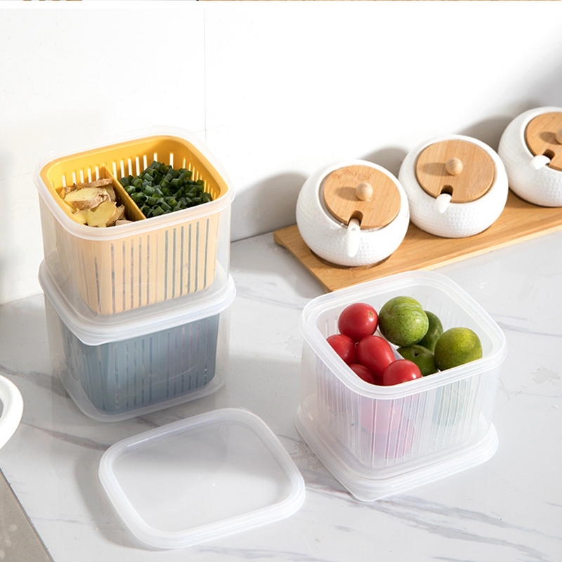 Hot 4Pcs Drain Fresh Box Compartmentalized Green Onion