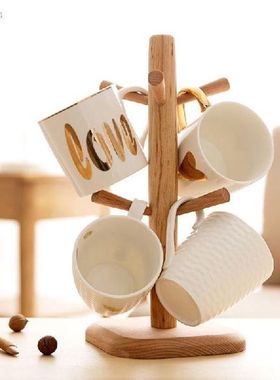 Wood cup rack household cup leaching rack creative cup