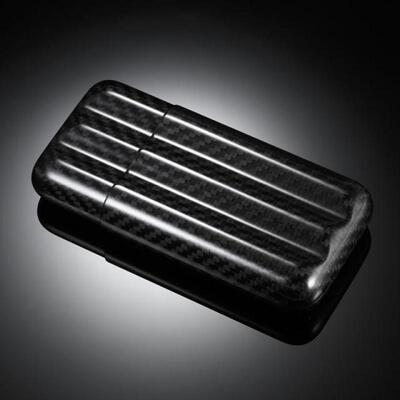 3-Cigar Box Black Carbon Fiber Lightweight Cigar Storage Tub