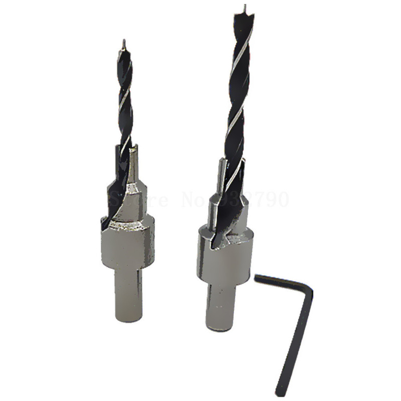 2pcs 2 Flutes Tapered Drill & Countersink Bit Screw Set