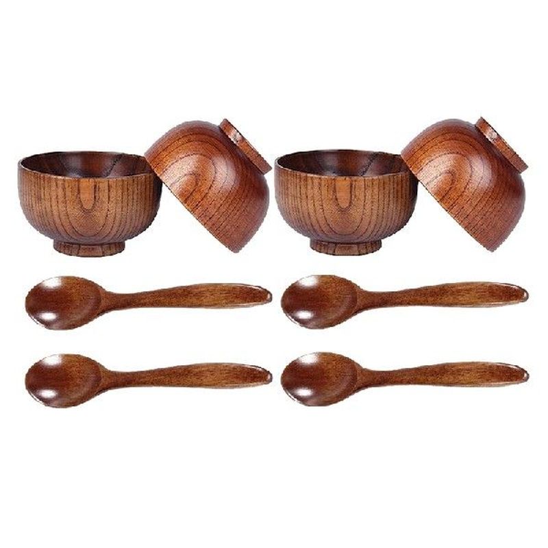 Hot-Wood Spoons Bowl Set,Wooden Flatware Tableware Cutlery