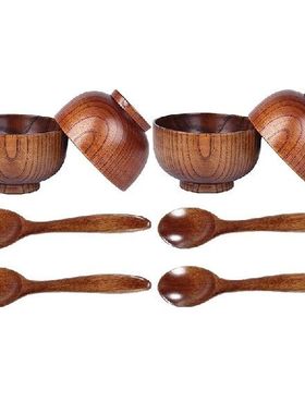 Hot-Wood Spoons Bowl Set,Wooden Flatware Tableware Cutlery