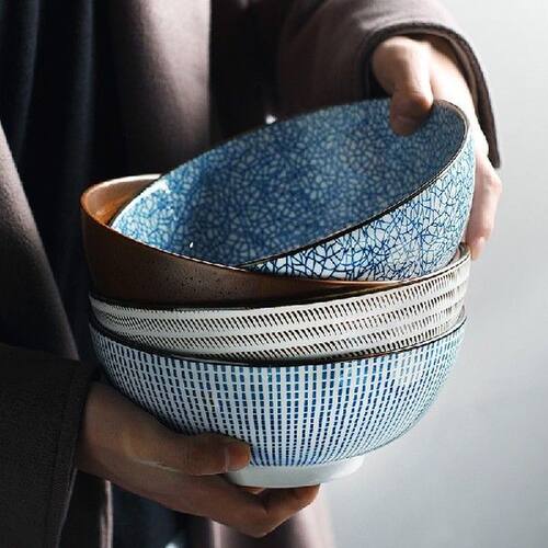 8 Inch Japanese Ramen Bowl Ceramic Noodle Bowl Stripe