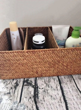 Hot 3-Section Wicker Baskets for Shelves Hand-Woven