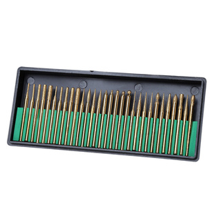 30Pcs 3mm Titanium Coated Diamond Burs Bit Set Dremel Assort