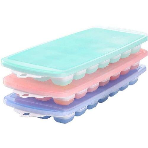 Ice Cube Trays,3 Packs Flexible Silicone Ice Cube Molds