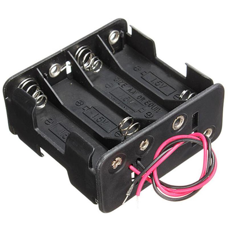 8 AA 2A Battery 12V Clip Holder Black Box Case with Wire Lea