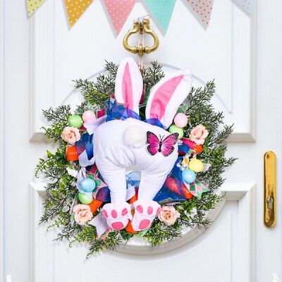 2022 Easter Rabbit Wreath Bunny Decoration Garland Front
