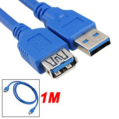 Blue Male to Female Computer USB A Type Extension Cable 1M U