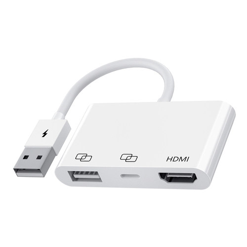 8P USB to HDMI-Compatible 3 Ports Cable Splitter Converter 1