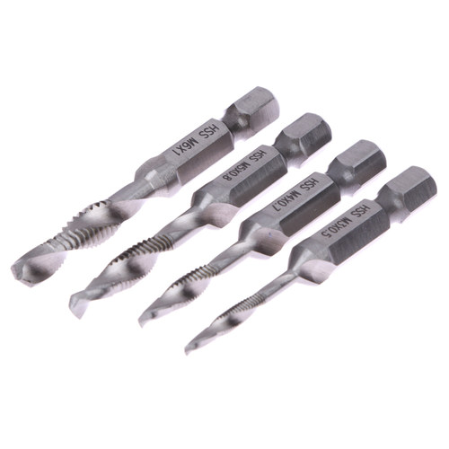 4pc Hexagon handle compound Tap Drill Hex Shank HSS Screw Sp