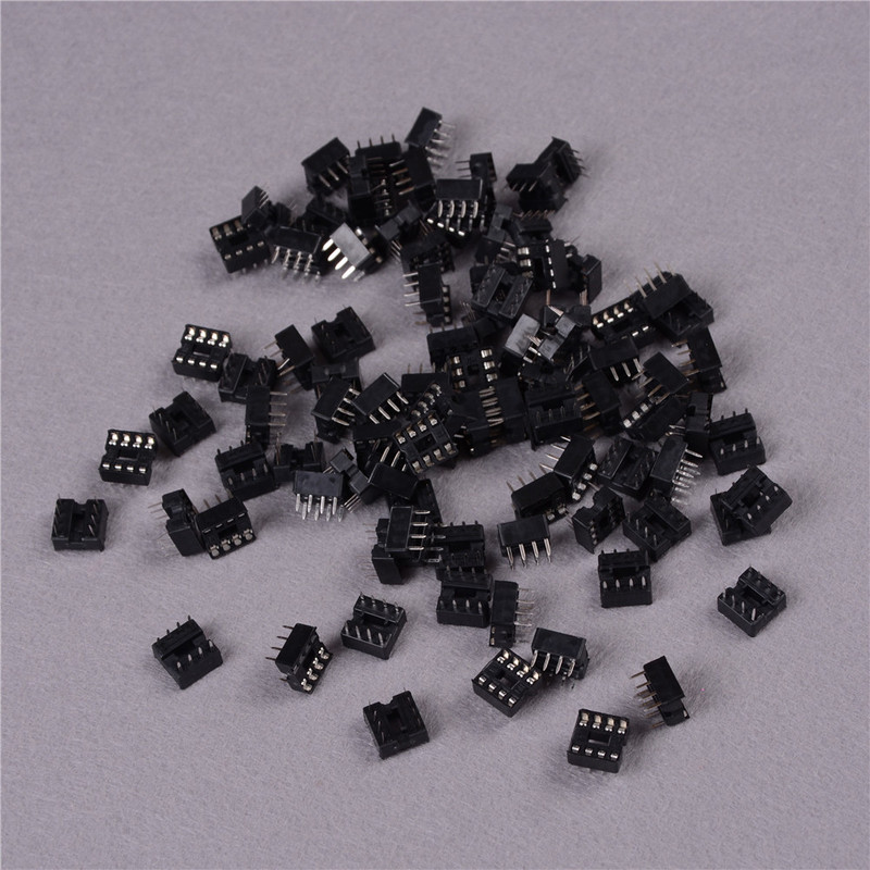 100pcs Round Hole 8 Pins 2.54MM DIP DIP8 IC Sockets Adaptor