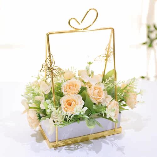Vibrant Color 6 Colors Artificial Flower with Metal Golden