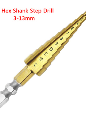 3-13mm Hexagonal Handle HSS Titanium Coated Stepped Power To