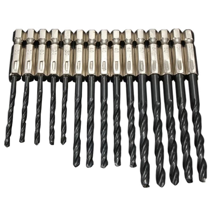 15 pcs Speed Steel Titanium Coated Drill Bits Set 3 4 5 mm H