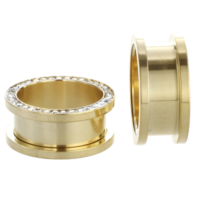 of gold Plated Clear Rim ear Gauges Plugs Flesh Tunnels Pier