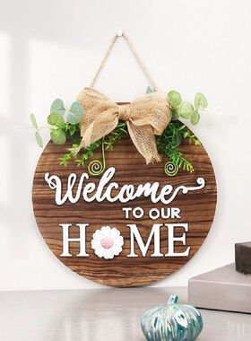 Wooden Welcome  Door Home Decoration Hanging Wreath for