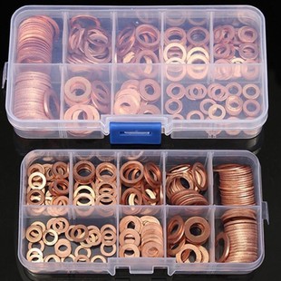 *200Ps/box Copper Washer Gasket Nut and Bolt Set Flat Ring S