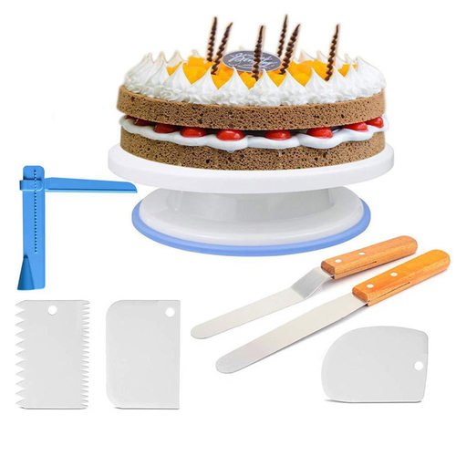 7PCS/Set Stainless Steel Cake Tools Turntable Rotating Cake