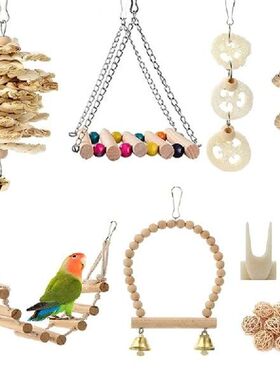 18 Pieces Bird Toys Set Parrot Swing Chewing Toy Hanging