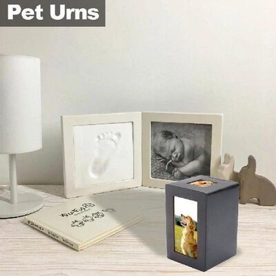 Wooden Pet Dog Urn Photo Cinerary Casket Memorial Box U9z6