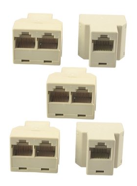 5 Pcs RJ45 Female to 2 Female 8P8C Modular Inline Ethernet C