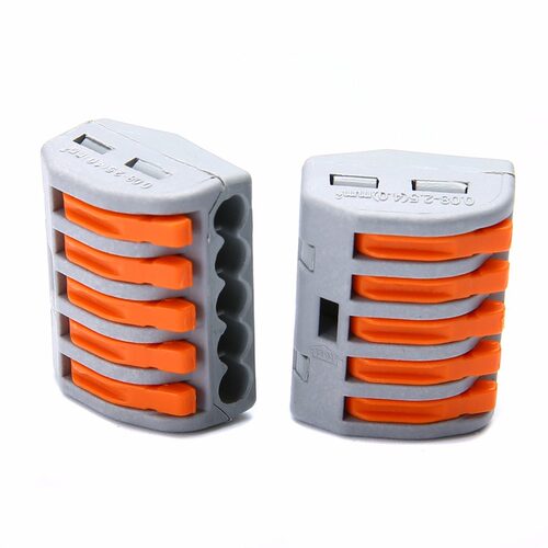 10pcs PCT-215 Spring Lever Push Fit Reuseable 5 Wire Connect