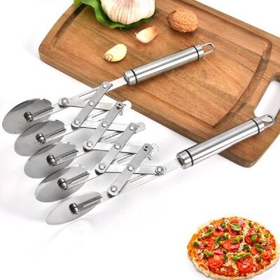 5 Wheel Pastry Cutter Stainless Pizza Slicer Expandable