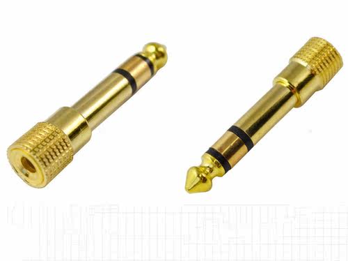 2pcs 6.35mm Plug to 3.5mm Jack Gold Audio Converter