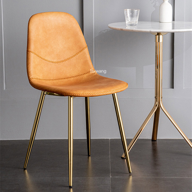 Nordic Dining Chair Home Furniture Wrought Iron Leather