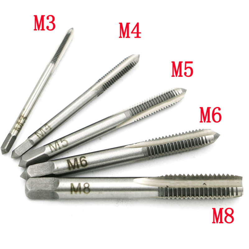 5pcs Screw Thread Tap Bit HSS M3/M4/M5/M6/M8 Spiral Point St