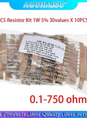 300PCS Resistor Kit 1W 5% 30values X 10PCS Carbon Film Resis