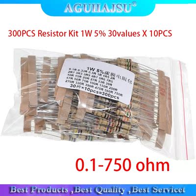 300PCS Resistor Kit 1W 5% 30values X 10PCS Carbon Film Resis