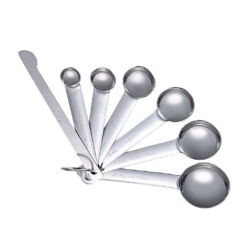 7pcs Measuring Spoons Ruler Season Teaspoon Stainless Steel