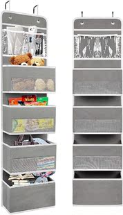 Black/Gray Clothes Door Storage Hanging Bag 5 Layers